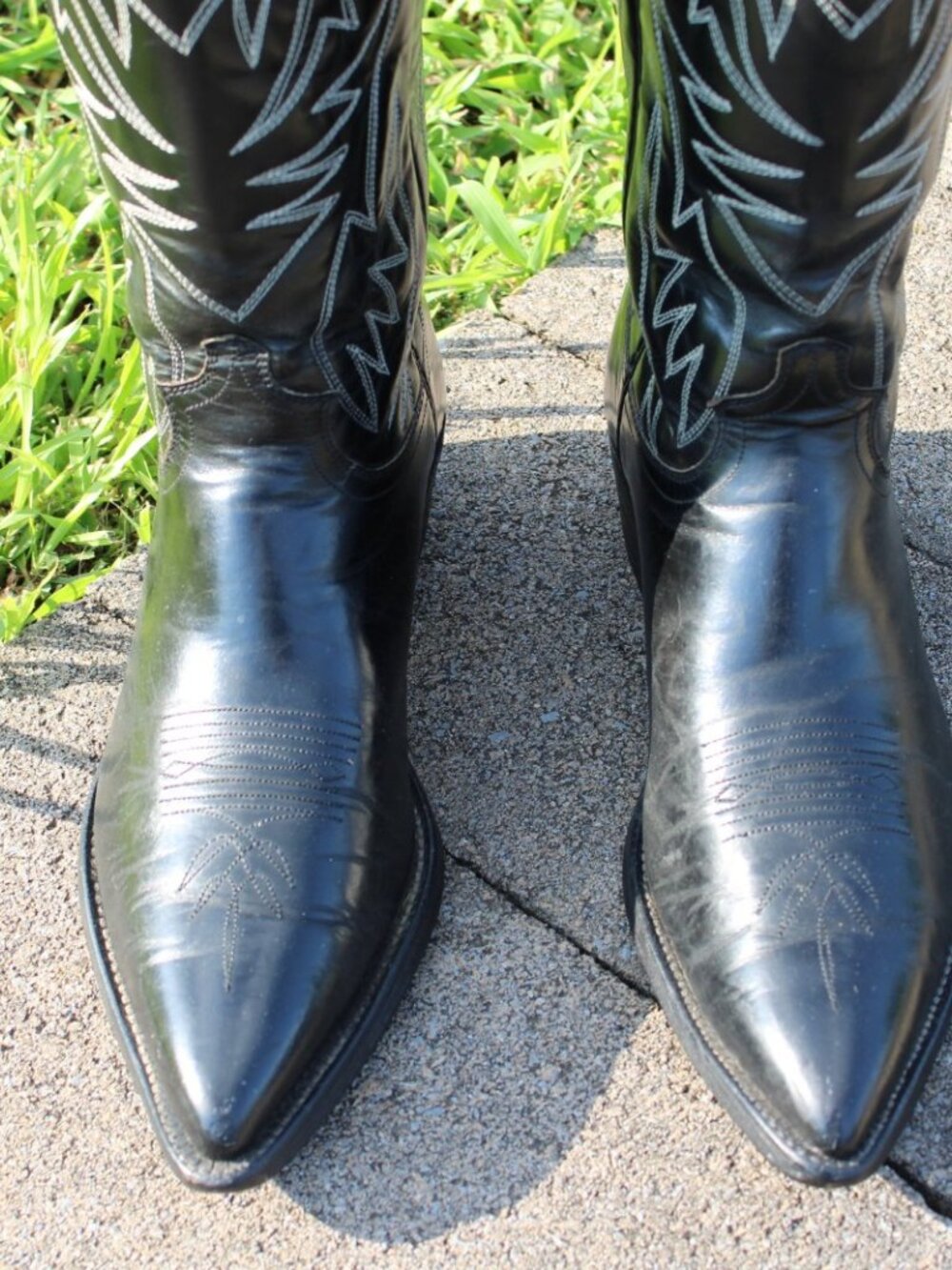 Justin black calfskin J toe Men's Western Cowboy Boots Size 9.5D